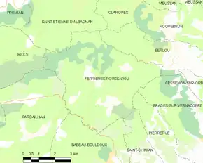 Poziția localității Ferrières-Poussarou