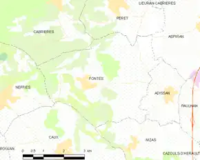 Poziția localității Fontès