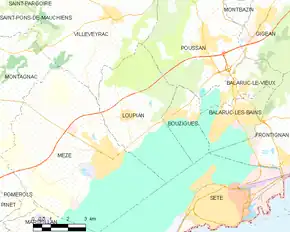 Poziția localității Loupian