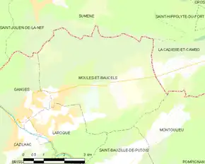 Poziția localității Moulès-et-Baucels