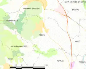 Poziția localității Nébian