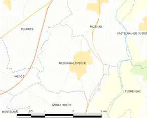 Poziția localității Nézignan-l'Évêque