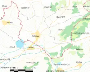 Poziția localității Olonzac