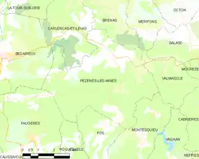 Poziția localității Pézènes-les-Mines