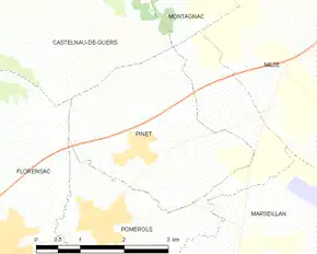 Poziția localității Pinet