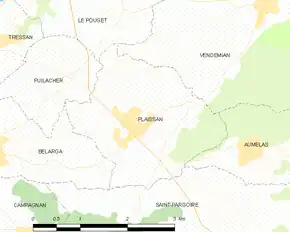 Poziția localității Plaissan