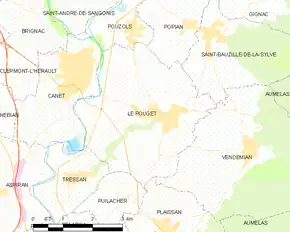 Poziția localității Le Pouget