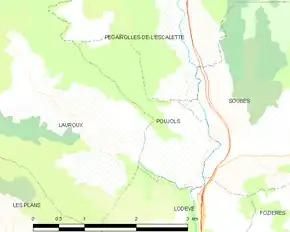 Poziția localității Poujols