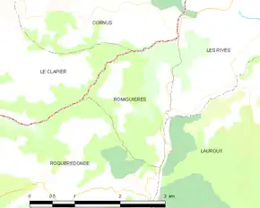 Poziția localității Romiguières