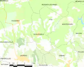 Poziția localității Roquessels