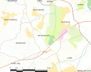 Poziția localității Saturargues