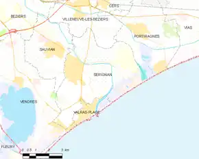 Poziția localității Sérignan