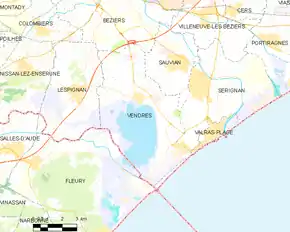 Poziția localității Vendres