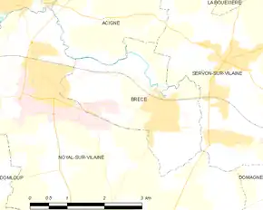 Poziția localității Brécé