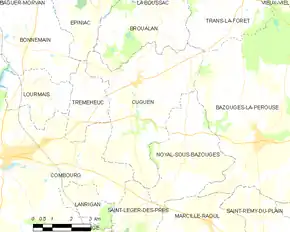 Poziția localității Cuguen