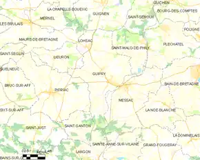 Poziția localității Guipry