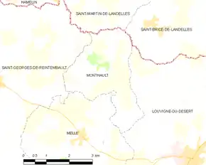 Poziția localității Monthault