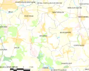 Poziția localității Orgères