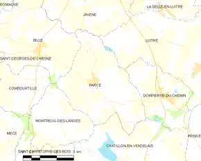 Poziția localității Parcé
