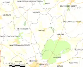 Poziția localității Parigné