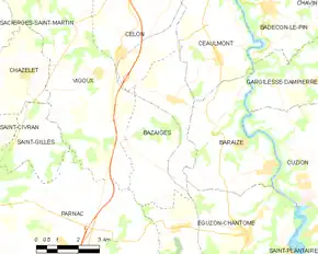 Poziția localității Bazaiges