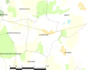 Poziția localității Champillet