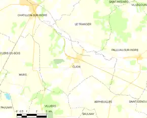 Poziția localității Clion-sur-Indre