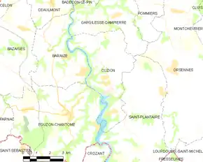 Poziția localității Cuzion