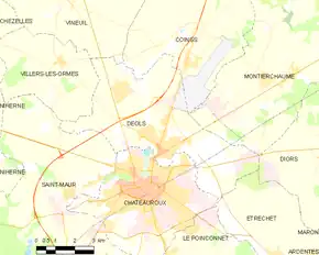 Poziția localității Déols