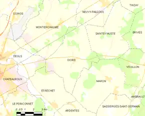 Poziția localității Diors