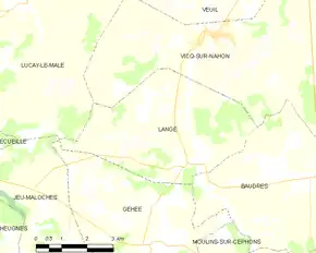 Poziția localității Langé