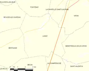 Poziția localității Liniez