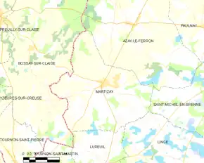 Poziția localității Martizay