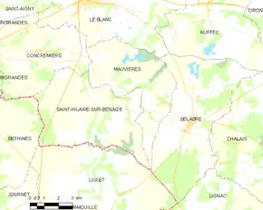 Poziția localității Mauvières