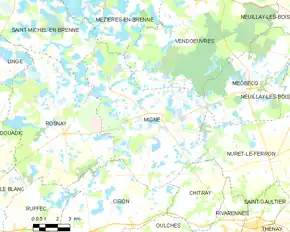 Poziția localității Migné