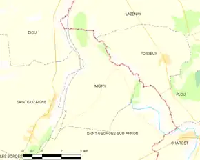 Poziția localității Migny