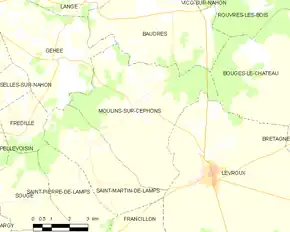 Poziția localității Moulins-sur-Céphons