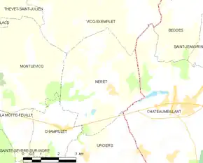 Poziția localității Néret