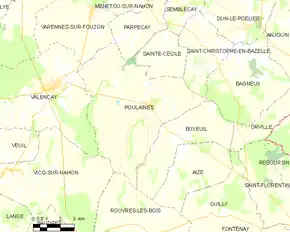 Poziția localității Poulaines