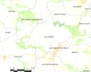 Poziția localității Roussines