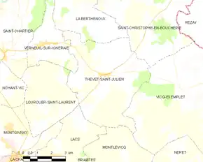 Poziția localității Thevet-Saint-Julien