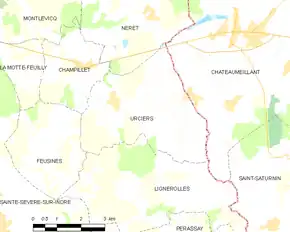 Poziția localității Urciers