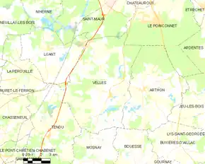 Poziția localității Velles