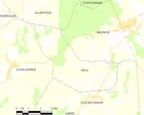 Poziția localității Veuil