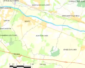 Poziția localității Azay-sur-Cher
