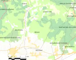 Poziția localității Benais