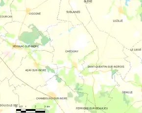 Poziția localității Chédigny