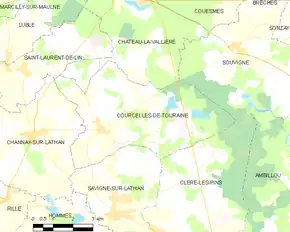 Poziția localității Courcelles-de-Touraine