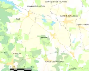 Poziția localității Hommes