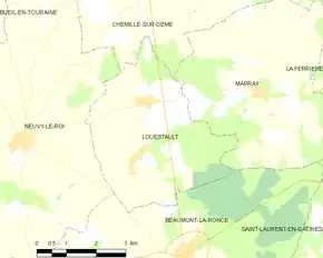 Poziția localității Louestault